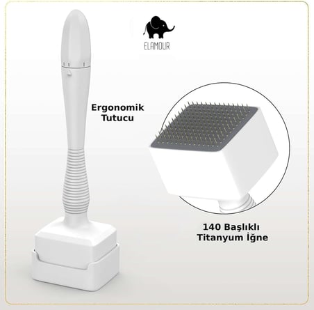 140 Titanyum Iğneli Ayarlanabilir Iğne Ölçülü (0.25-3.0mm) Dermastamp - Dezenfektan Hediyeli-
