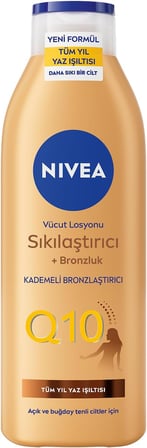 Q10 Sıkılaştırıcı Ve Bronzlaştırıcı Vücut Losyonu 250ml, Kademeli Doğal Bronzluk, 7 Günde Sıkı Cilt, Açık ve Buğday Tenli Ciltler