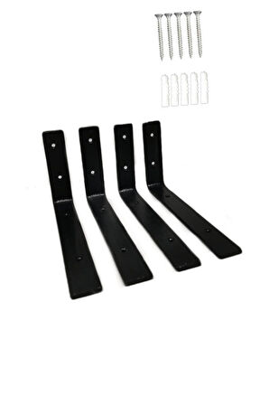 Demir Raf Ayağı 4 Adet 10x20 L Demir Raf Altı Tutacağı Siyah Montaj Aparatı