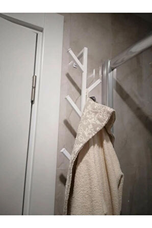 Fidan Metal Antre Çanta ,banyo Bornoz Ve Havlu Askılık (7 ASKILI - 75CM) - BEYAZ
