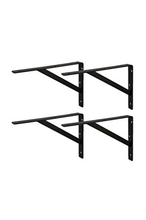 Ağır Yük Raf Altı Ayak Raf Tutucu Destekli L Demir 33 X 50 Cm Siyah Montaj Aparatı (4 ADET)