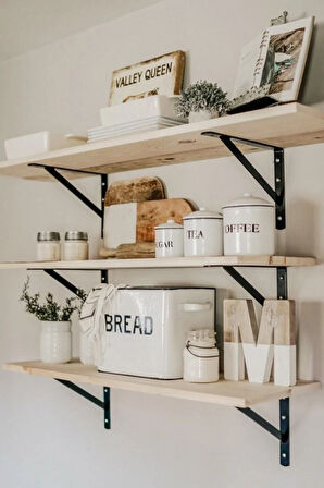 Ağır Yük Raf Altı Ayak Raf Tutucu Destekli L Demir 33 X 50 Cm Siyah Montaj Aparatı (2 ADET)