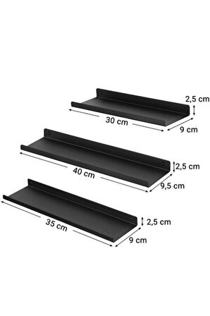 3'lü Metal Duvar Rafı Çerçeve Rafı