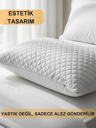2'li Yastık Alezi Sıvı Geçirmez Kapitone Fermuarlı Yıkanabilir Antialerjik Yastık Koruyucu 50x70 CM