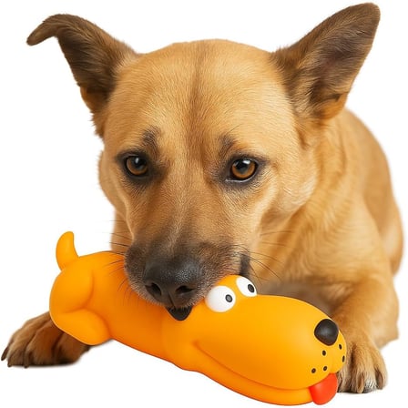 Köpek Oyuncağı – Sesli Uzun Köpek Modeli – Dayanıklı Çiğneme Oyuncağı – Köpekler İçin Sesli Plastik Oyuncak – Diş Sağlığına Destek – Küçük ve Büyük Irklar İçin Uygun