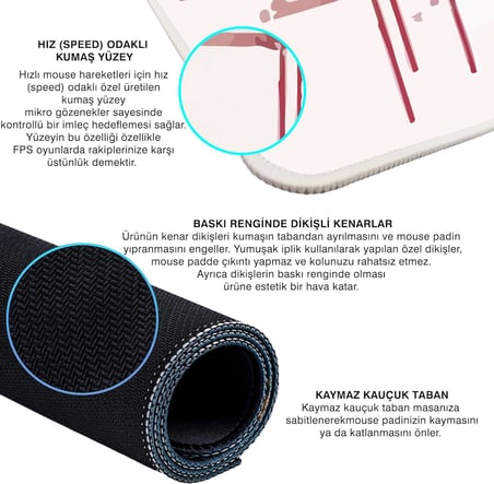 Gaming Mouse Pad 90x40 Mouse Pad XXL Büyük Oyuncu Ofis Mause Pad Mousepad (Sarı - Pembe, 90x40 cm)