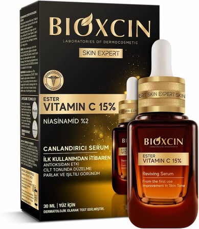Ester Vitamin C 15% Canlandırıcı Serum 30 ml – Niasinamid, Lipozom Teknolojisi, Antioksidan Etki – Cilt Tonu Eşitleyici ve Aydınlatıcı Serum