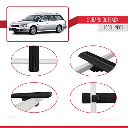 Subaru Outback 2 2000-2004 Arası ile Uyumlu BASIC Model Ara Atkı Tavan Barı Siyah 2 Adet
