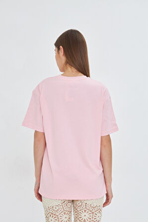 Strawberry Fields Forever Baskılı %100 Pamuk Kadın Oversize Siyah Tişört