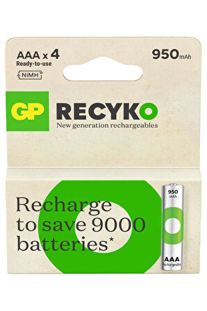 Aaa 950 Mah Şarjlı İnce Kalem Pil 4 Lü Paket Gp100Aahcemtr-4Lü