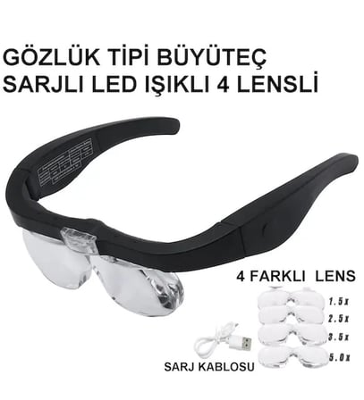 Nikula- Şarjlı gözlük Büyüteç  4 Farklı Lens -11537dc