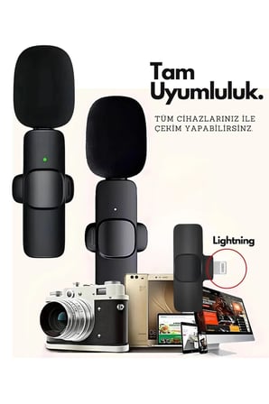 Type-C Çiftli Kablosuz Yaka Mikrofonu Seti - YouTube, TikTok, Vlog ve Canlı Yayınlar İçin Telefon Uyumlu Çift Mikrofon