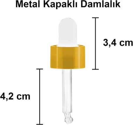 10 ml Metal Kapaklı Damlalık Dropper Şişesi Serum 10 cc Cam Şişe 6 Adet (Gold/Altın Kapak, Amber/Kahverengi)