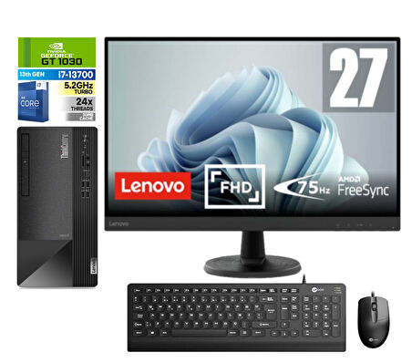 Lenovo Thinkcentre Neo 50T Gen4 Intel I7 13700 16GB 256GB SSD 4GB/GT1030 Freedos 27" Mon.masaüstü Blgisayar 712JB005ATR06+ZETTAUSBBELLEK