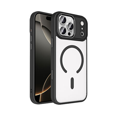 iPhone 17 Pro Kılıf Wireless Şarj Özellikli Krom M-safe Silikon Kapak