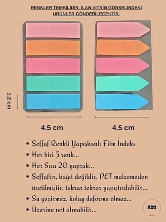 Sticky Notes Şeffaf Renkli Yapışkan Not Kağıtları Film İndeks (Renk 4)