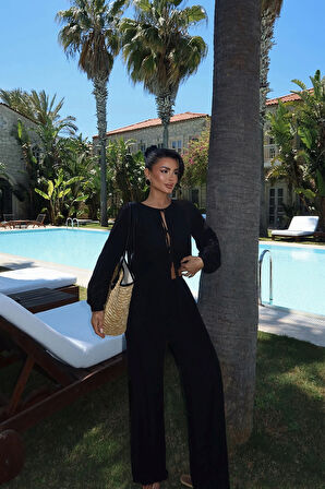 Siyah Marlo Keten Takım ATE-2796