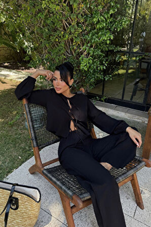 Siyah Marlo Keten Takım ATE-2796