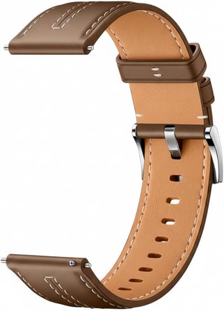 Huawei Watch Gt4 46Mm İle Uyumlu Yüksek Kalite Dikiş Detaylı Metal Tokalı Pu Deri Kordon Kahverengi