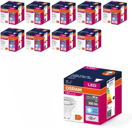 10'lu Value PAR16 50 36D 4.5W Soğuk Beyaz 4000K GU10 Led Ampul