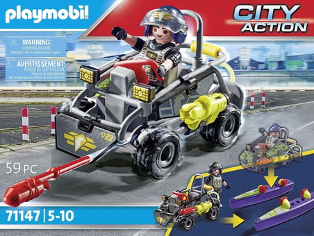 City Action 71147 Swat-Multi-Terrain-Quad, Dönüştürülebilir Sek Sürat Teknesi, 5 Yaş ve Üzeri Çocuklar İçin Oyuncak
