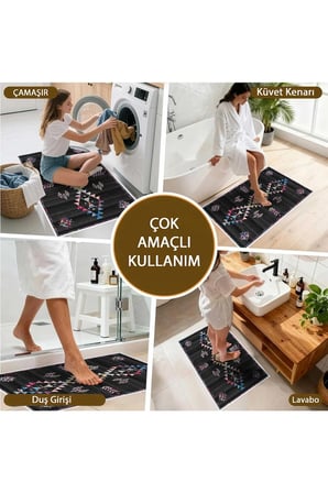 Banyo Paspası, Yumuşak Banyo Halısı, Kaymaz Dot Tabanlı, Yıkanabilir - 60x100