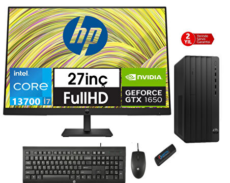 Hp 290 Pro G9 Intel Core I7 13700 32GB 512GB SSD 4GB/GTX1650 27" Monitör WINDOWS11PRO Masaüstü Blgisayar 9624A8ET52+ZETTAUSBBELLEK
