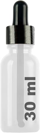 30 ml Metal Kapaklı Damlalık Dropper Şişesi Serum 30 cc Cam Şişe 6 Adet (Siyah Kapak, Şeffaf)