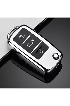 Octavia A5 Parlak Sustalı Anahtar Kılıfı A+ Kalite Gri