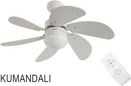 Kumandalı 6 Mdf Kanat Lambalı Tavan Vantilatörü Beyaz