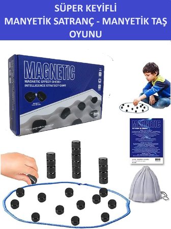 Süper Keyifli Manyetik Taş oyunu - Manyetik Satranç, Mıknatıslı Taş Oyunu, Eğitici Masa Oyunu, Konsantrasyon ve Mantıksal Düşünme Geliştirici, Ebeveyn-Çocuk İletişimi, Seyahat Oyunu