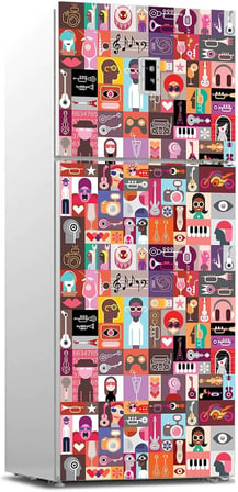 Buzdolabı Sticker Kaplama Dolap Kaplama Etiketi Pop Art Music Collage