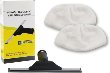 Karcher SC Serisi ile Uyumlu Cam Silme Aparatı ve Mikrofiber Bez Seti 2'li