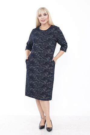 Büyük Beden Cepli Kışlık Esnek Elbise 27E-2233