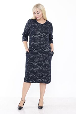 Büyük Beden Cepli Kışlık Esnek Elbise 27E-2233