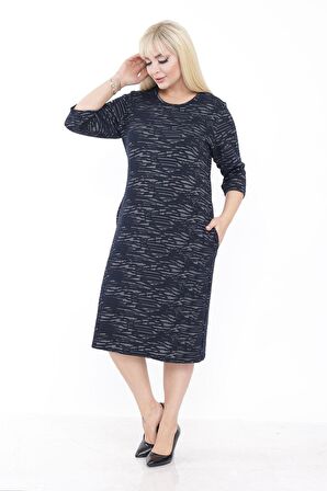 Büyük Beden Cepli Kışlık Esnek Elbise 27E-2233