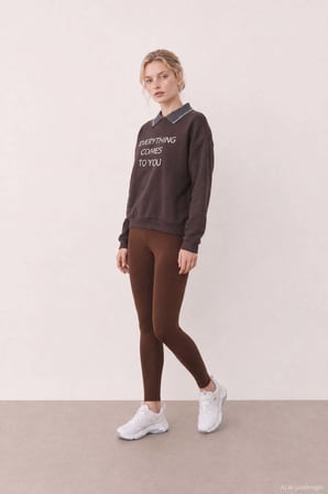 Nakış Detaylı Sweatshirt Kahve