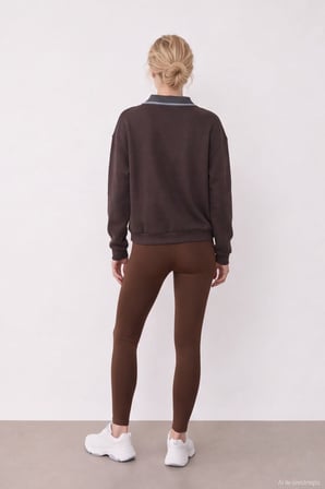 Nakış Detaylı Sweatshirt Kahve