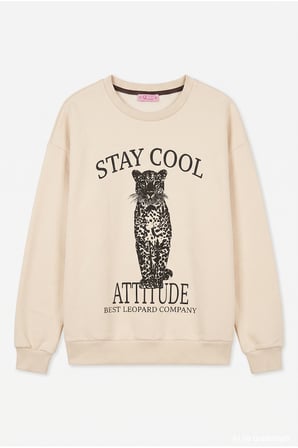 Baskı Detaylı Sweatshirt Bej