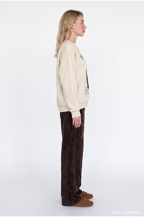 Baskı Detaylı Sweatshirt Bej