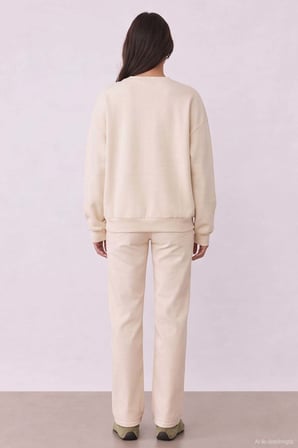 Baskı Detaylı Sweatshirt Bej