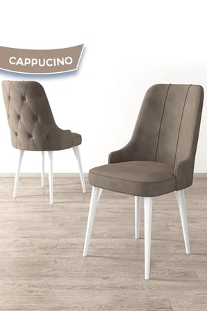 Roy Serisi 80x132 Açılabilir Mdf Beyaz Masa Takımı 4 Cappucino Sandalye ve 1 Bench