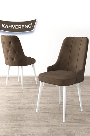 Roy Serisi 80x132 Açılabilir Mdf Beyaz Masa Takımı 4 Kahverengi Sandalye ve 1 Bench