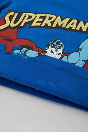 DeFacto Erkek Bebek Pijama Takımı Superman Penye Kısa Kollu Üst Şort C5204A524HSBE64