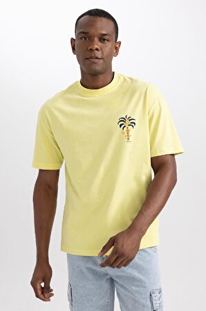 DeFacto Comfort Regular Fit Rahat Kalıp Bisiklet Yaka Sırt Baskılı Kısa Kollu Tişört B2012AX23HSGN639