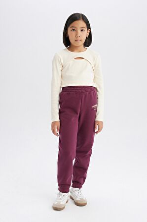 DeFacto 	Kız Çocuk Standart Fit Beli Paçası Lastikli Baskılı Jogger Eşofman Altı D2295A824WNBR306
