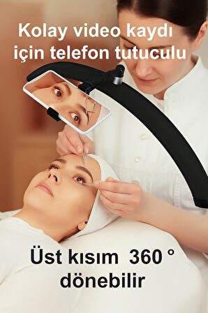 Profesyonel 28 İnç Ayarlanabilir LED Güzellik Salonu Lambası - 3 Işık Modu, 360° Döner Başlık