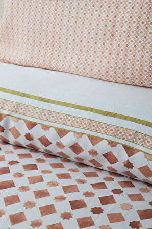 APRİCİTAS ÇİFT KİŞİLİK TENCEL NEVRESİM TAKIMI TERRA TERRACOTA 