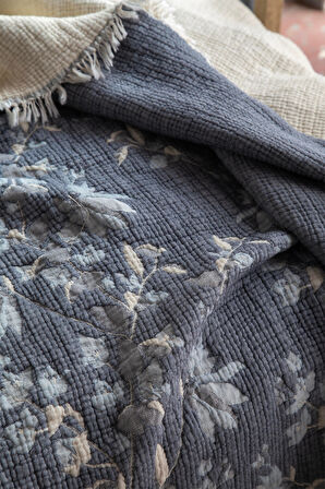 Apricitas Home Marbella İndigo Çift Kişilik Yatak Örtüsü Takımı