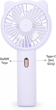 3 MODLU Şarjlı El Fanı 3 Kademe Seyahat Masaüstü Vantilatör Taşınabilir Mini Fan F136 (Mor)